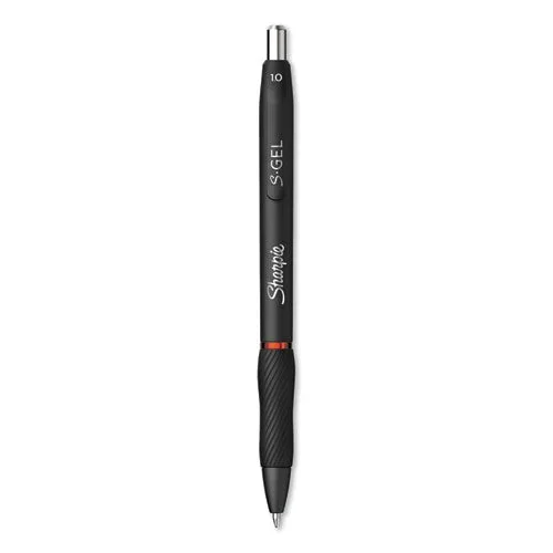 S-gel High-performance Gel Pen, Retractable, Bold 1 Mm, Red Ink, Black Barrel, Dozen