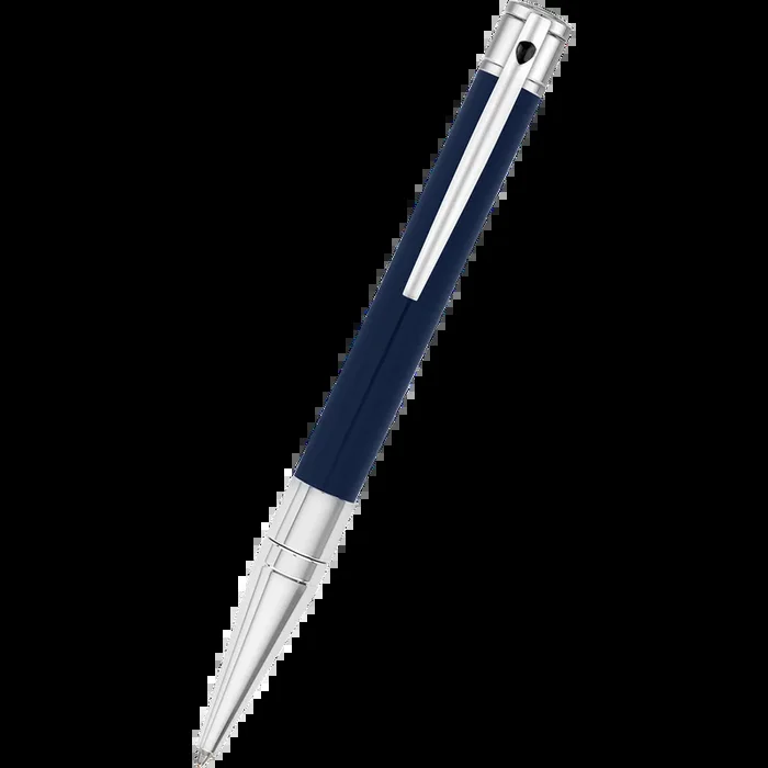 S T Dupont D-Initial Ballpoint Pen – Chrome Trim – Blue