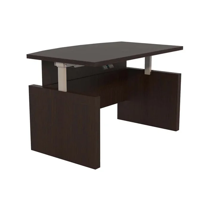 Safco Mayline Aberdeen­® Height-Adjustable 72″ Bow Front Desk with Base [ABDH7242]