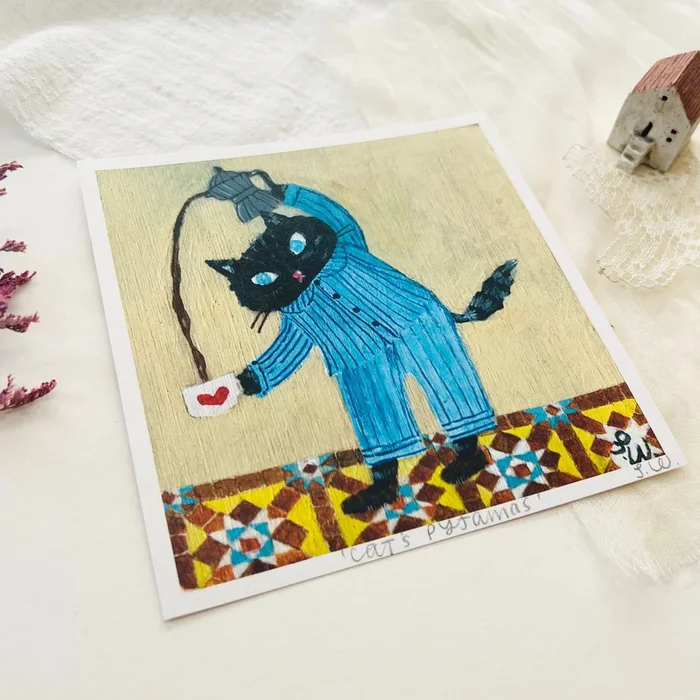 Sally Welchman Art Print – Cat Pyjamas