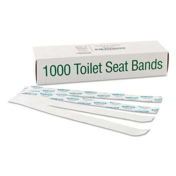 Sani/Shield Printed Toilet Seat Band, 16 x 1.5, Deep Blue/White, 1,000/Carton
