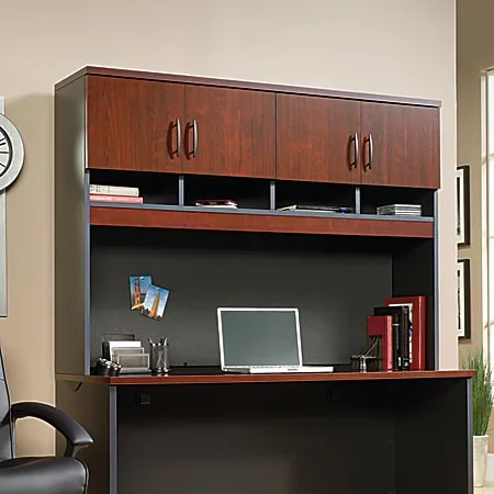 Sauder® Via Collection Hutch For Credenza, Classic Cherry/Soft Black
