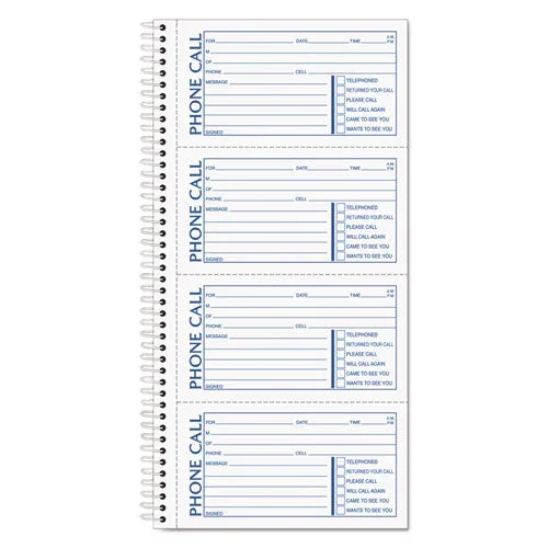Second Nature Phone Call Book, Two-part Carbonless, 5 X 2.75, 4 Forms/sheet, 400 Forms Total