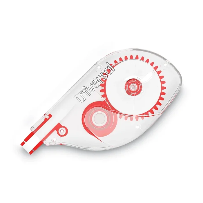 Side-Application Correction Tape, Transparent Gray/Red Applicator, 0.2″ x 393″, 2/Pack