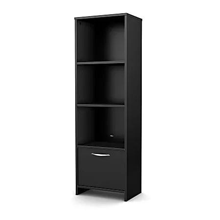 South Shore Step One 55″H 3-Shelf Bookcase, Pure Black