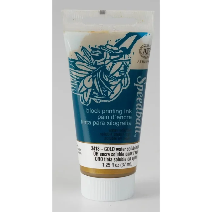 Speedball Block Printing Ink – Water Based 1.25 fl oz (37cc) Gold