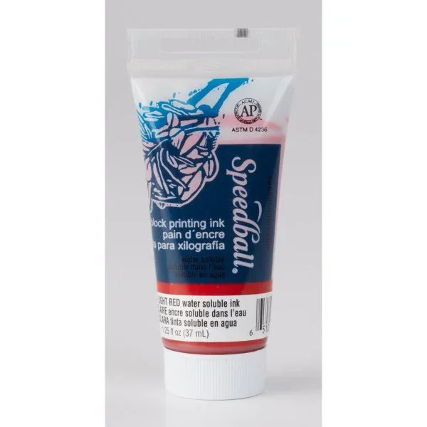 Speedball Block Printing Ink – Water Based 1.25 fl oz (37cc) Light Red