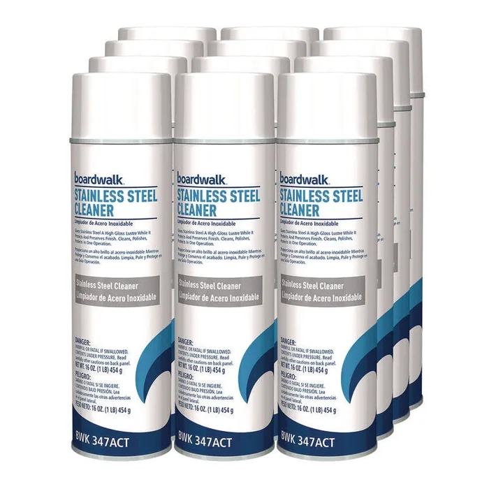 Stainless Steel Cleaner and Polish, Lemon, 18 oz Aerosol Spray, 12/Carton