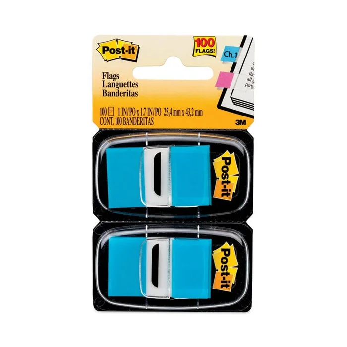 Standard Page Flags in Dispenser, Bright Blue, 50 Flags/Dispenser, 2 Dispensers/Pack