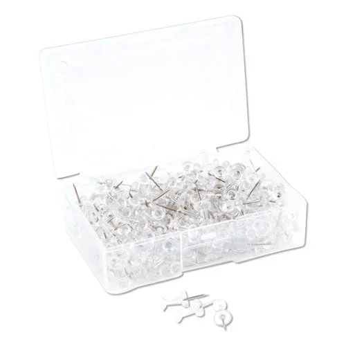 Standard Push Pins, Plastic, Clear, Clear Head/silver Pin, 0.44″, 200/pack