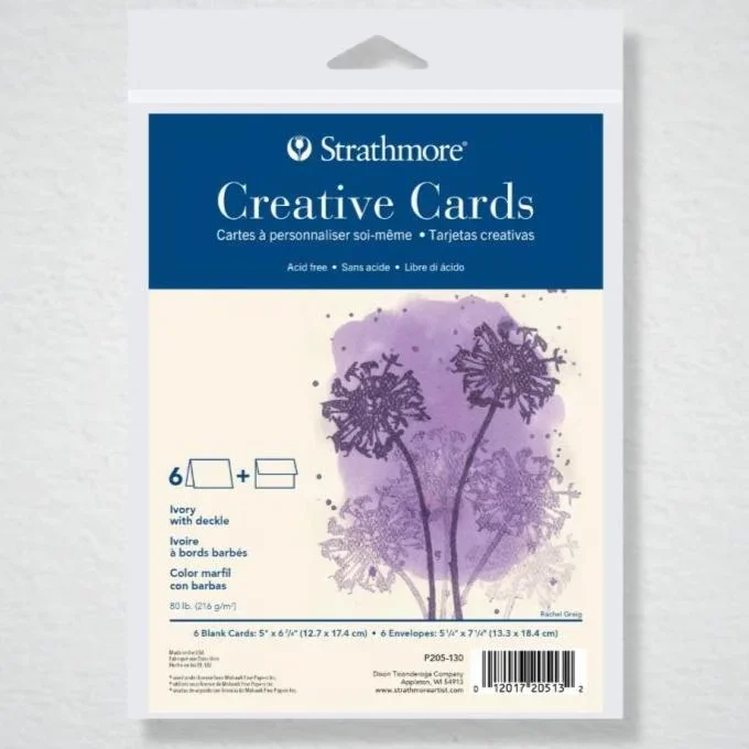 Strathmore Creative Cards, Full Size – 5″ x 6.875″ – Ivory with Deckled Edge – Pack of 6