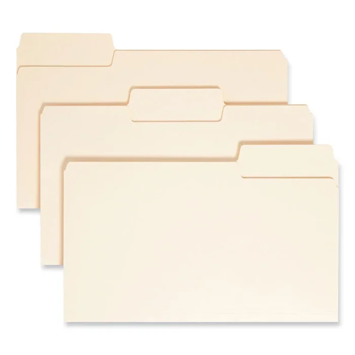 SuperTab Top Tab File Folders, 1/3-Cut Tabs: Assorted, Legal Size, 0.75″ Expansion, 14-pt Manila, 50/Box