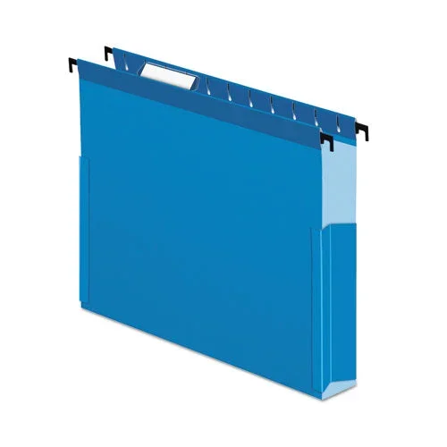 Surehook Reinforced Extra-capacity Hanging Box File, 1 Section, 2″ Capacity, Letter Size, 1/5-cut Tabs, Blue, 25/box