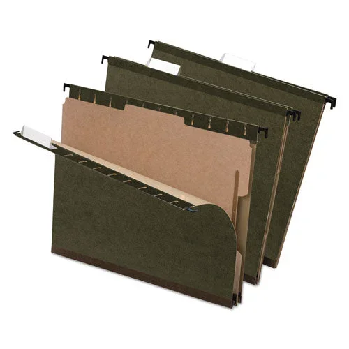 Surehook Reinforced Hanging Divider Folders, 2″ Expansion, 1 Divider, 4 Fasteners, Letter Size, Green Exterior, 10/box