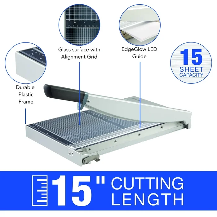 Swingline® ClassicCut® 1515G Guillotine Trimmer – EdgeGlow Glass – 15″ – 15 Sheets