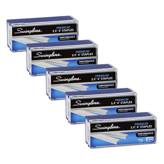 Swingline® S.F.® 4® Premium Staples, 1/4″ Length, 210 Per Strip, 5,000/Box, 5 Pack
