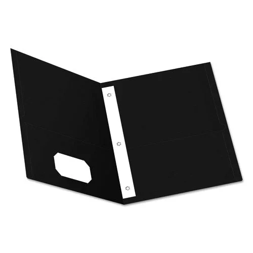 Twin-pocket Folders With 3 Fasteners, 0.5″ Capacity, 11 X 8.5, Black 25/box