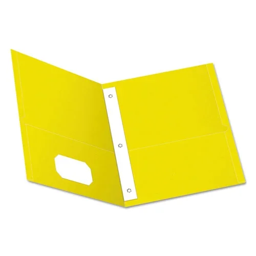 Twin-pocket Folders With 3 Fasteners, 0.5″ Capacity, 11 X 8.5, Yellow, 25/box