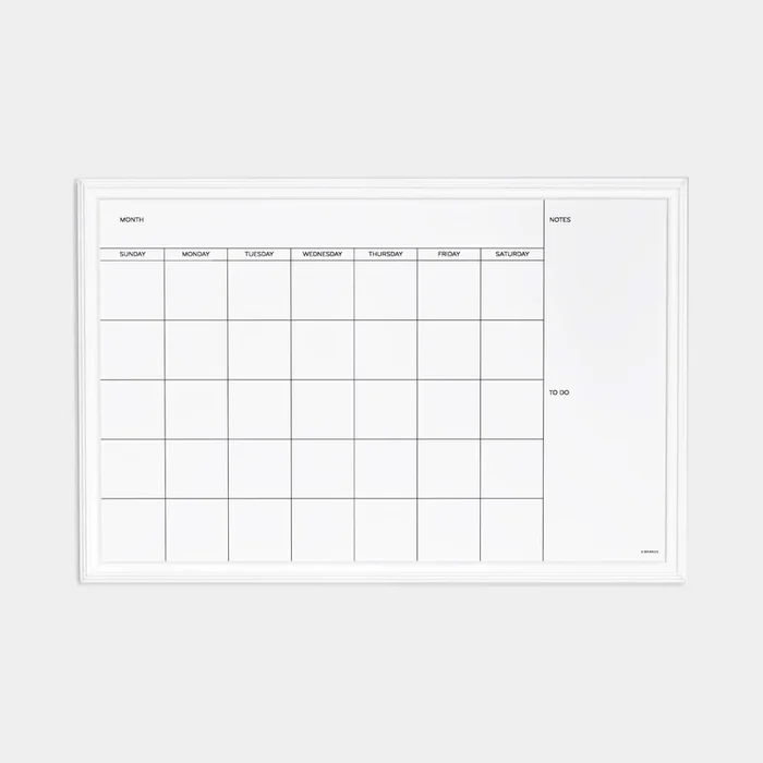 U Brands Farmhouse Dry Erase Monthly Calendar White