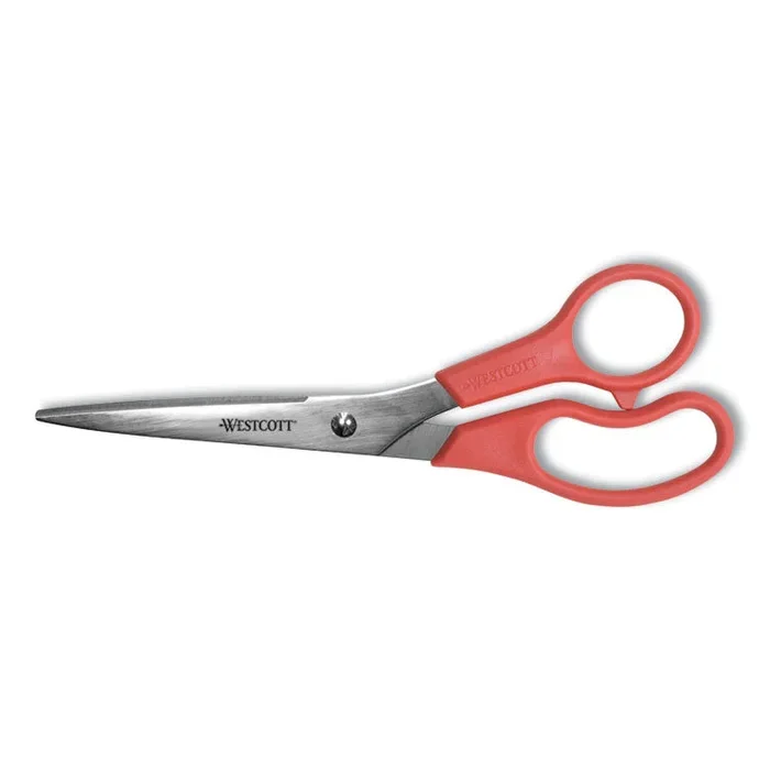 Value Line Stainless Steel Shears, 8″ Long, 3.5″ Cut Length, Red Straight Handle
