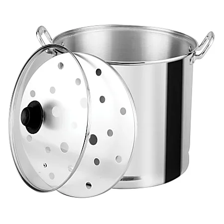 Vasconia® Aluminum Nonstick Steamer With Glass Lid, 27.5 Qt, Metallic