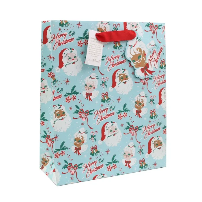 Vivid Christmas Gift Bag and Tag Large Clause Family