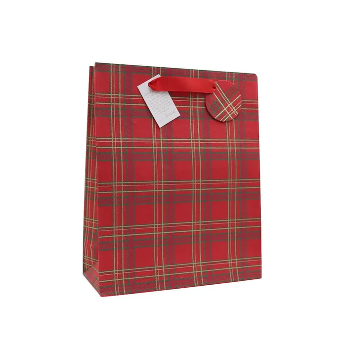 Vivid Christmas Gift Bag and Tag Medium Tartan