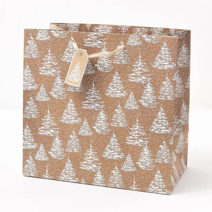 White Glitter Trees Large Gift Bag